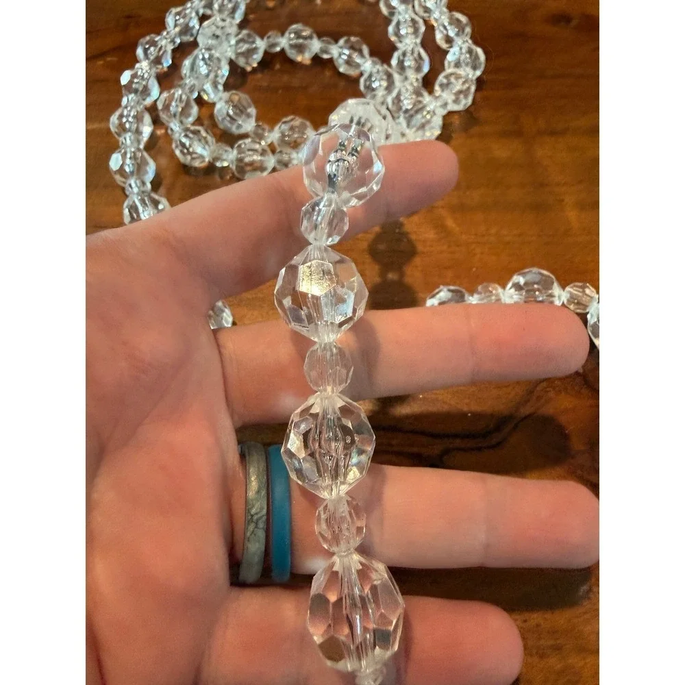 NEW Christmas Garland Iridescent Snowflake Clear Bead Frozen Tree Decor 6ft LOT